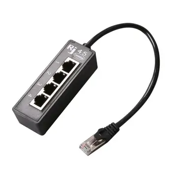 Мрежов конектор 4 В 1 RJ-45 LAN, мрежа ивица на Ethernet кабел-адаптер От 1 щепсела до 4 портове LAN за разширяване на мрежата, Аксесоари