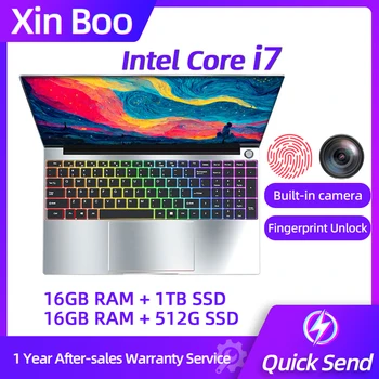 XINBOO Intel Core i7 Бизнес Офис отключване на отпечатъци за преносими компютри 16 GB оперативна памет от 512 1 TB SSD Windows 10 тетрадки за училище 15,6 Инча