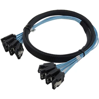 Кабел SAS, кабел Sata, високоскоростен 6 Gbit/s, с 4 порта/комплект, най-високо качество, за сървър, 0.5 метра
