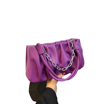 Лято 2023, Новата модерна дамска чанта през рамо, Кожена чанта през рамо, Плиссированная женствена чанта през рамо