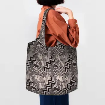Забавни Безплатни Случайни Зигзагообразные Безшевни Модели, чанти за пазаруване, Миещи Холщовые чанти за пазаруване, геометрична Модерна чанта в бохемски стил