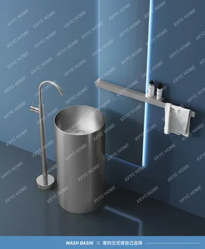 Черна кръгла поставка за тоалетна мивка Подово тип, Вградена мивка за измиване на лицето в банята двуколонни, Межплатформенный мивка