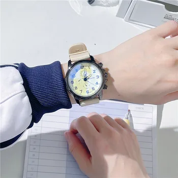 Модерни дневни ръчен часовник с кръгла кварцов циферблат в ретро стил, каишка от каучук, модни часовници, водоустойчиви часовници за жени
