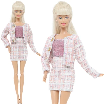 Елегантна рокля за кукла, качествено палто + Къси потници + Мини пола, Офис женски дрехи, Ежедневни дрехи за Барби кукли, Аксесоари, детски играчки