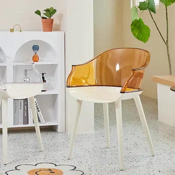 Креативни столове-призраци за кухня, скандинавските акрилни трапезни столове, подлакътник, сгъване, трапезни столове, мебели за дома, пластмасов кристална стол G