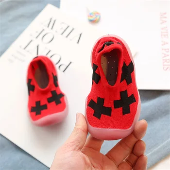 Детска устойчива на плъзгане обувки За новородени момичета, памучни нескользящие чорапи на пода, детски гуменки за момчета гумени подметки
