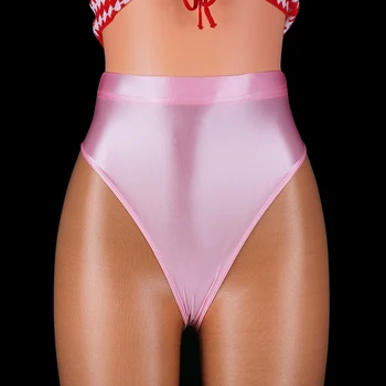 Нови секси женски гланц гащи с високо деколте, бански-бикини, бански, гланц мъжки гащи голям размер