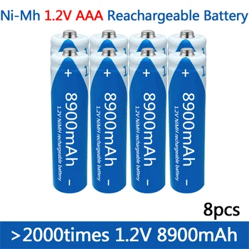 висококачествен AAA1.2V 8900 ма, 100% акумулаторна батерия NI-MH батерия AAA 1.2 8900 ма, фенерче, играчка часовници, NI-MH батерия + безплатна доставка
