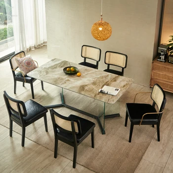 Маси от италианския шисти, модерен проба маса за Хранене от масивно дърво, Домашни Маси за малък апартамент, Трапезарна маса от ратан