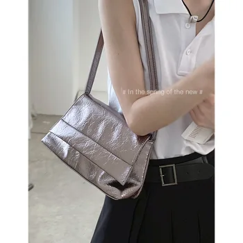 Корейската Елегантна Дамска чанта-месинджър 2023, Новата модерна дамска чанта през рамо, однотонная чанта, модерен Малки квадратни чанти