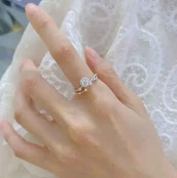 Сребърен пръстен проба 925 Оригинално Удостоверение за пръстен с муассанитом 1 карата за жени с диамантен пръстен с диаметър 6.5 мм, Годежен пръстен, бижута със сертификат
