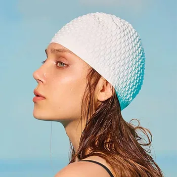Шапка за плуване със силиконови частици, Водоустойчив защита на ушите, капачка за дълга коса За възрастни Жени, однотонная шапка за плуване, Оборудване за плажа и басейна