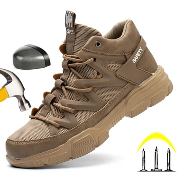 Мъжки работни обувки Унисекс, неразрушаемая защитни обувки, Мъжки обувки със стоманени пръсти, работни обувки със защита от пробиви, Женска работна обувки LBX75