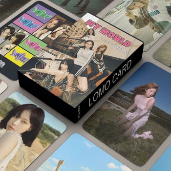55 бр./компл. Фотокарточки Kpop Aespa MY WORLD New Album Lomo Cards Фотокарточки Aespa KARINA WINTER NINGNING за Събиране на Фенове