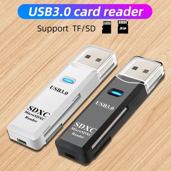 SD карта USB адаптер 2в1 USB 3.0, Micro/TF Card Четец на Карти с Памет висока скорост Писател USB Адаптер Флаш памет Аксесоари За преносими компютри