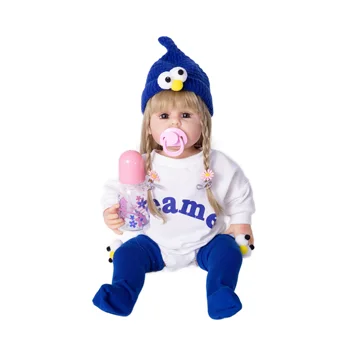 Кукла-Реборн 22-инчов сладко малко момиче, реалистична силиконова кукла по цялото тяло, реалистични подаръци, играчки за деца