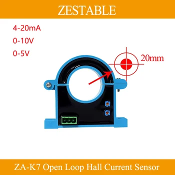Сензор за ток Хол ZA-K7 AC DC 0-50-1500A Вход 4-20 ma 0-5 В 0-10 В Изходния Датчик на ток с Разомкнутым Контур и Споделени сърцевина