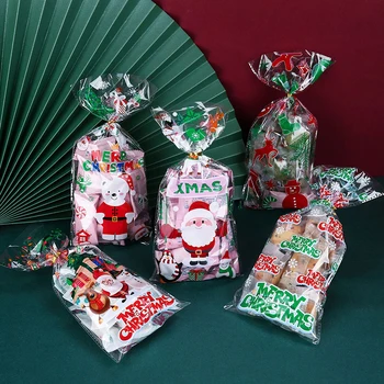 50 бр., Коледни пластмасови опаковки за шоколадови бонбони, Коледни сладки, Подаръци пакети, Снежинки, Дядо Коледа, Коледна опаковка, Коледни Сувенири и