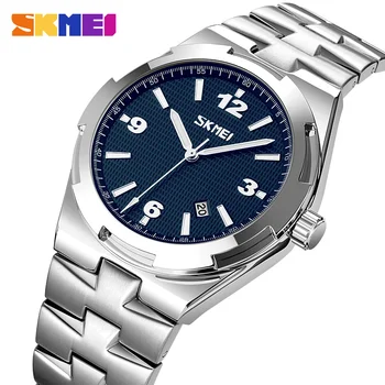 SKMEI Classic Fashion Разширена скала часови етикети Водоустойчив дата Мъжки кварцови часовници с лесен атмосфера от неръждаема стомана 9290