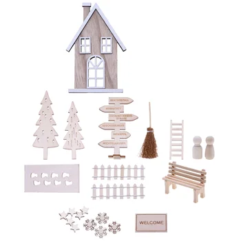 Мебели Мини-Украса за дома Домашна Коледна Украса от Дървен Декор със собствените си ръце Творчески детайли на Коледната сцена