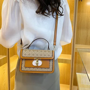 Нови дамски чанти през рамо с метална катарама, модерна луксозна чанта с голям капацитет, дамска чанта с капак, дамска чанта за през рамото от изкуствена кожа