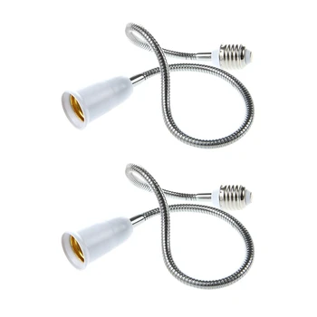 AFBC 2X E27-E27 Светлина от лампа с нажежаема жичка с Гъвкав удължителен кабел-адаптер преобразувател (бяла, 60 см)