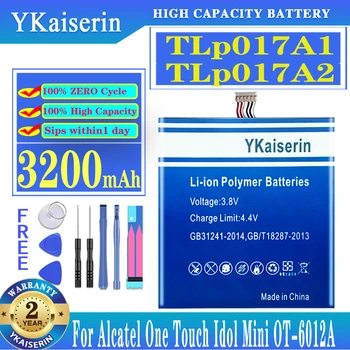 YKaiserin TLp017A1 TLp017A2 3200 ма Взаимозаменяеми Батерия За Alcatel One Touch Idol Mini OT-6012A OT-6012E OT-6012W OT 6012A 6012