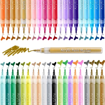 40 Цветни акрилни маркери химикалки с върха 0,7 мм, акрилни връхчета, дръжка за наскальной живопис, Керамика, акрилни маркер на водна основа 