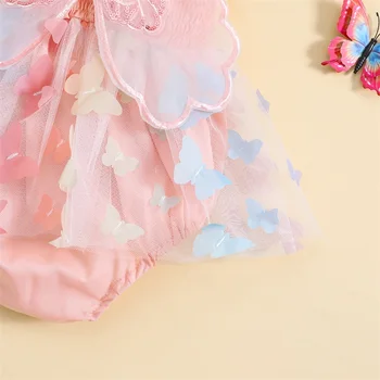 Страхотна рокля-плъзгачи за новородени момичета рокля-пакетче с крила на Пеперуда без ръкави, Облекло за Хелоуин Костюм
