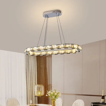 Модерен кристална окачен лампа TYLA с кръгла форма, пръстени, креативна луксозен полилей, декорация за хол, трапезария, спалня