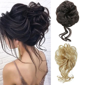 HAIRSTAR синтетичен комплект за коса, кок за коса, мръсна къдрава лента за коса, еластична дъвка за режийни коса, женски връзка