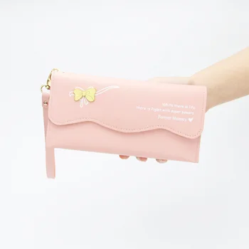 Корейската версия на Новия женски чантата С дълга магнитна ключалка, чанта с лък, карта Нула