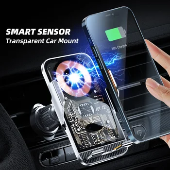 Автомобилното Безжично зарядно, кола за телефон samsung Xiaomi, 14 13, 12, Инфрачервена Индукция, бързо зареждане, завъртане на 360