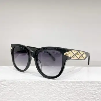 Кръгли Слънчеви очила За мъже и жени, Модерен дизайнерски слънчеви очила от ацетат влакна Черен цвят, Класически слънчеви очила в Ретро стил Star Talent за шофиране на открито UV400