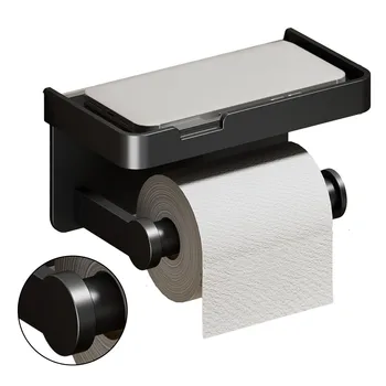 Срок За Тоалетна Хартия Пространство За Притежателя на Тоалетна Хартия, Алуминиево полици За Съхранение на Стенен Водоустойчив Багажник за баня 170x140x80 мм