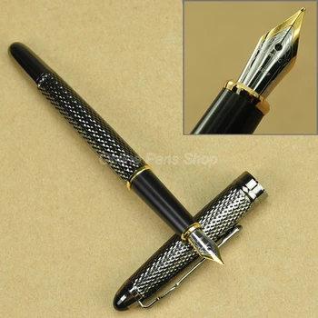 Перьевая дръжка Jinhao Black Metal с писалка базирани на връх 0.5 mm, професионална писалка за писане JFP005