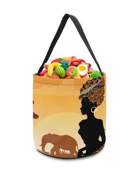 Африканска Жена, Жираф, Силуети Слонове, Декор, Играчки, Кошница за багаж, Чанта за бонбони, Подаръци за деца, Тъканта, чанта, чанти за Партита