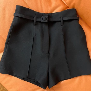 2023 висококачествени дамски пролетно-летни нови ежедневни панталони от коприна вълнен плат с къс колан