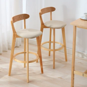 Стол от масивно дърво Модерен прост бар стол Лесен и луксозен бар стол с облегалка Nordic Family Bar Tables and Chairs