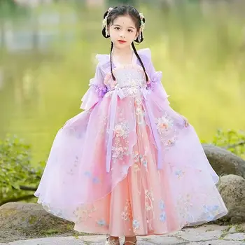 2023 Нова детска летни дрехи, рокли за момичета, рокля в китайски стил