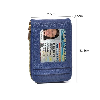 Мъжки портфейл от естествена кожа, държач за кредитни карти, RFID, вътрешен джоб с цип с няколко карти, Мъжка чанта с цип с няколко карти