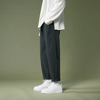 Hybskr Нови дънки за Мъже Провиснал Директни Широки панталони Градинска дрехи от Плътен цвят Корейската мода Каубойски панталони на съвсем малък Harajuku