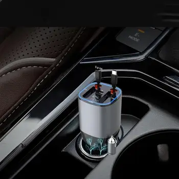 Бързо зарядно устройство Универсален автомобилен адаптер за зарядно устройство Мултифункционално зарядно за кола за телефон с две плъзгащи кабели
