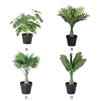 Зелена Имитированное растение С Елегантни Листа за украса на помещения, Изкуствени растения, Имитация на листа