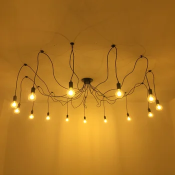 Промишлен окачен лампа Nordic Spider E27 в стил Loft, Промишлени висящи лампи Edison, Дължина 120 см, 150 см, 200 см, Висящи лампи