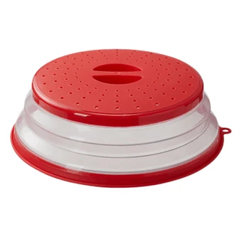 Сгъваема капак за пръскане в микровълнова фурна, капак за храни за микровълнова тави с капаци (червен)