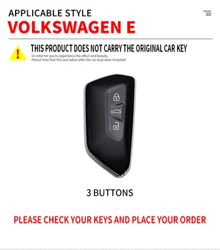 Ключодържател Калъф за автомобилни ключове, Защитен калъф за дистанционно управление с 3 бутона Smart Keychian, Държач за VW Volkswagen Golf 8 Mk8 2020 Skoda