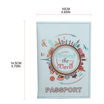 M6CC Карта на света от изкуствена кожа, паспорт на притежателя калъф, Мултифункционален портфейл за пътни карти