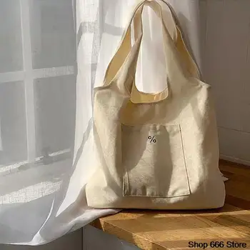 Дамска чанта-Тоут За Пазаруване, Плажна чанта, Ежедневни калъф, чанта-тоут, Ретро-художествени Холщовые чанта през рамо, Уличен Стил, Студентски Естетически чанти