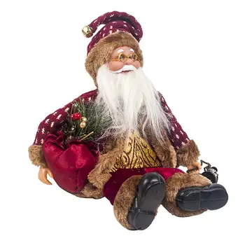 Сладък Коледен Нова Година Височина 34 см, Седнала кукла на Дядо Коледа, Тъканно Коледна кукла, Коледна украса, детска играчка За дома, детски подарък